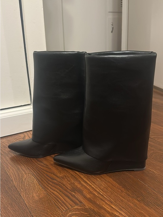 Madden Girl Shoes - Madden Girl Black Pointed Toe Mid-Calf Wedge Boots